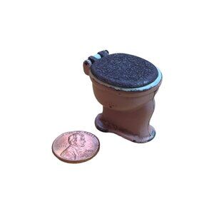 Vintage Tootsie Toy Dollhouse Miniature Metal Toilet Bathroom Pink 1930s Antique